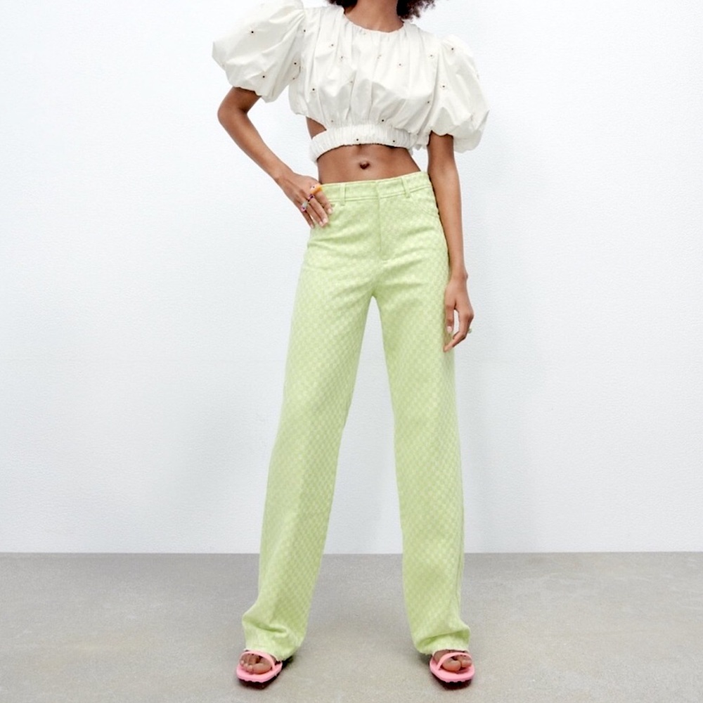 Zara High Waist Straight Leg Pants